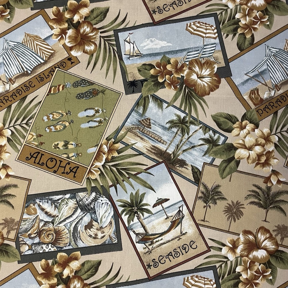 John Wolf Retro‎ Hawaiian Heavy Upholstery Fabric 3.5 Yds (55"W) Tan Tropical